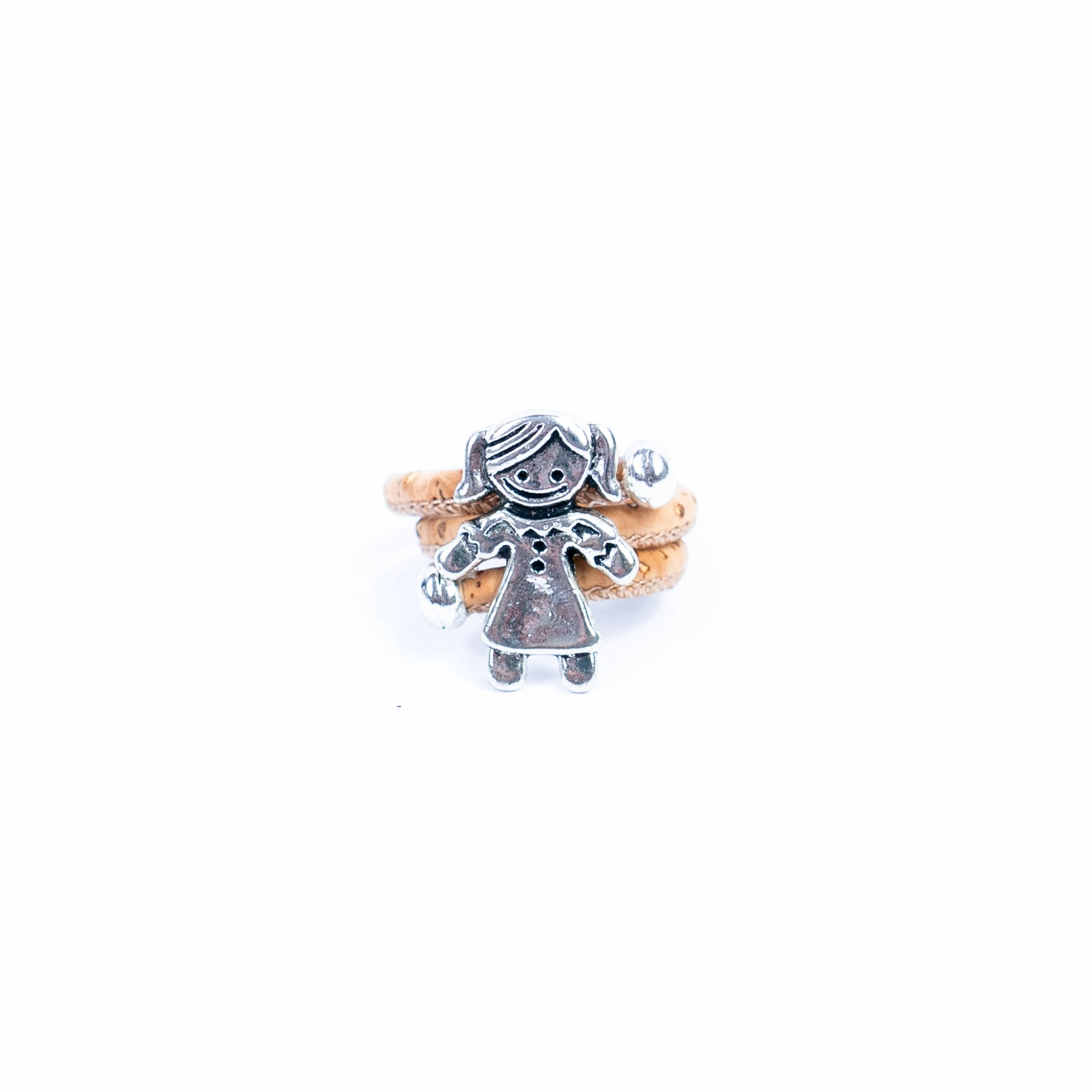 Natural cork cord and alloy accessories handmade ladies rings RW-061-MIX-10 (RANDOM)