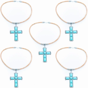 Natural cork cord and alloy cross pendant handmade women's fashion necklace NE-1070-5