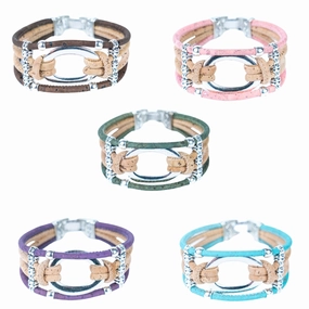 Natural cork cord and alloy hardware ring handmade women's fashion bracelet BR-459-MIX-5