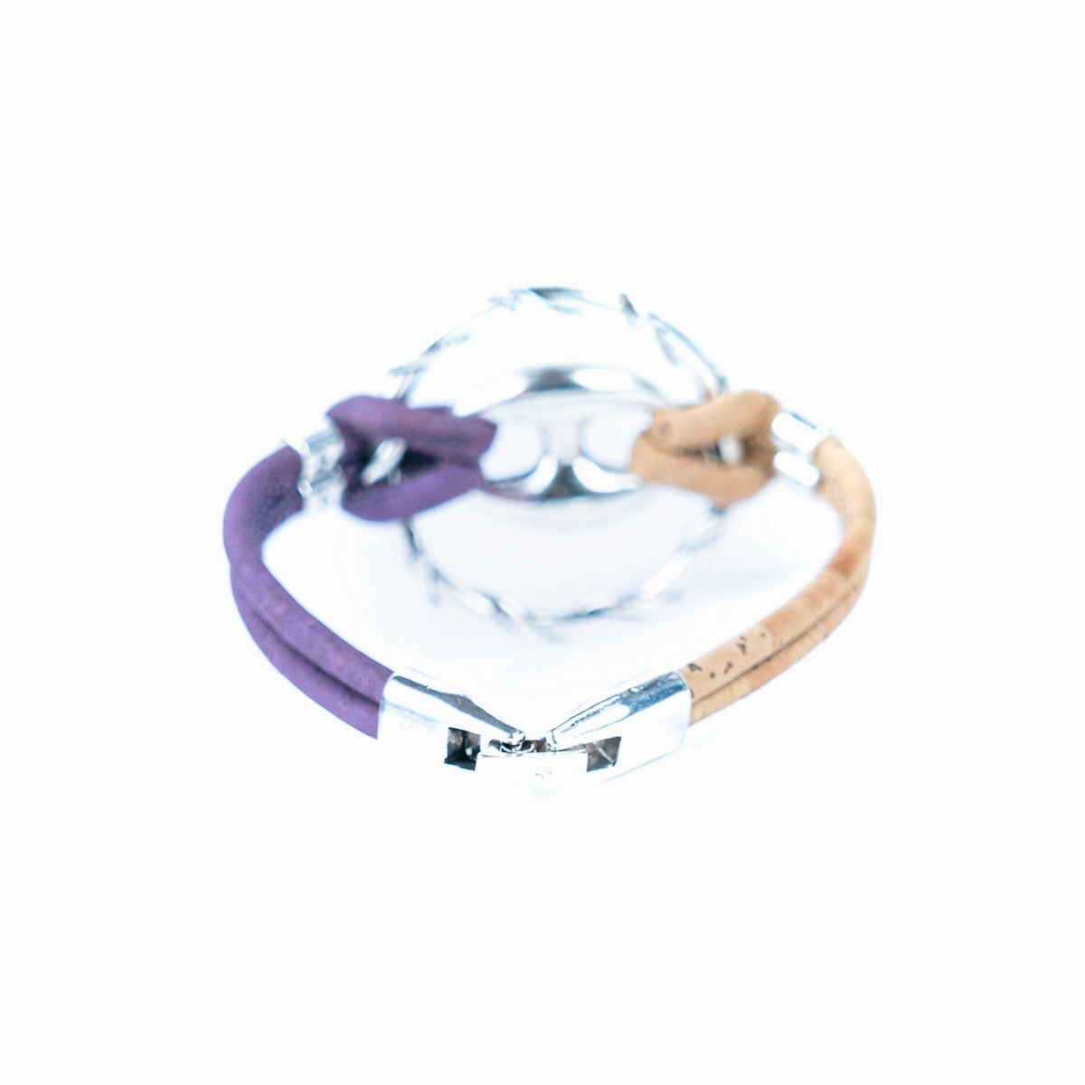 Natural cork cord and alloy hardware ring handmade women's fashion bracelet DBR-040-MIX-5