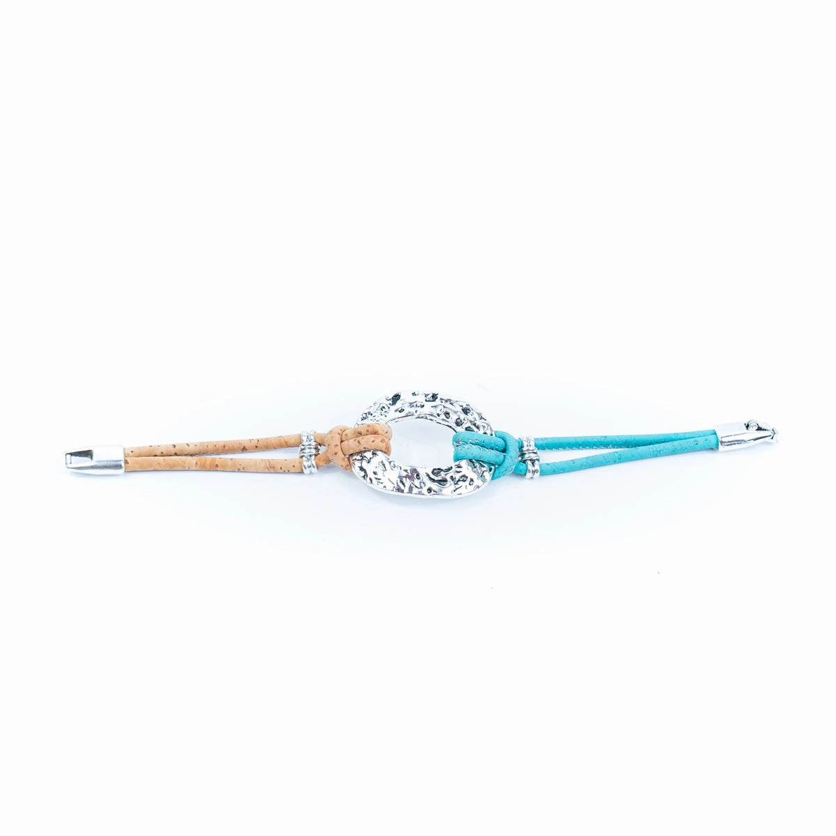 Natural cork cord and alloy hardware ring handmade women's fashion bracelet DBR-043-MIX-5