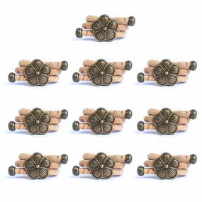 Natural cork cord and bronze Flowers alloy hardware handmade women's ring  RW-044-A-10