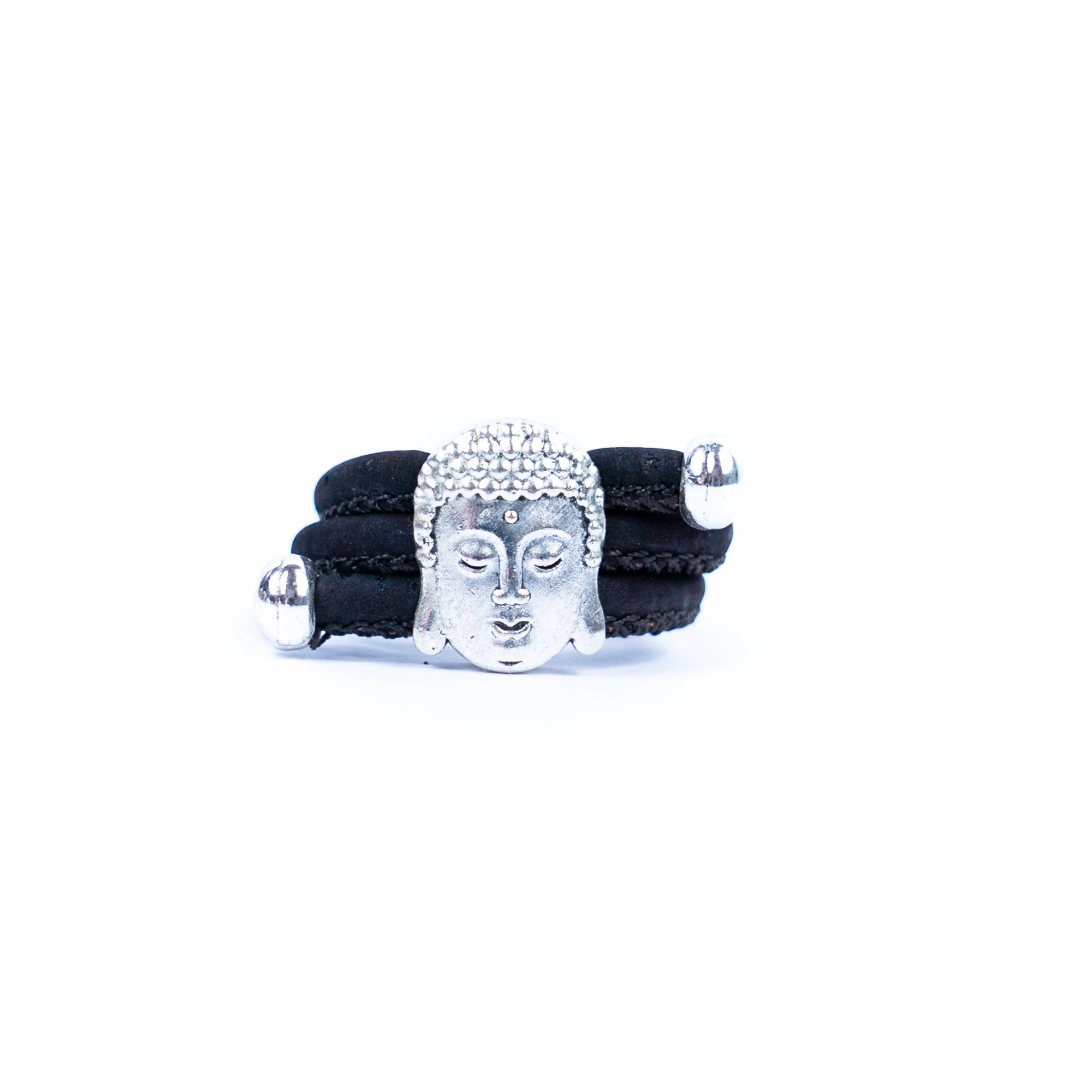Natural cork cord and Buddha head alloy accessories handmade ladies rings RW-060-AB-10