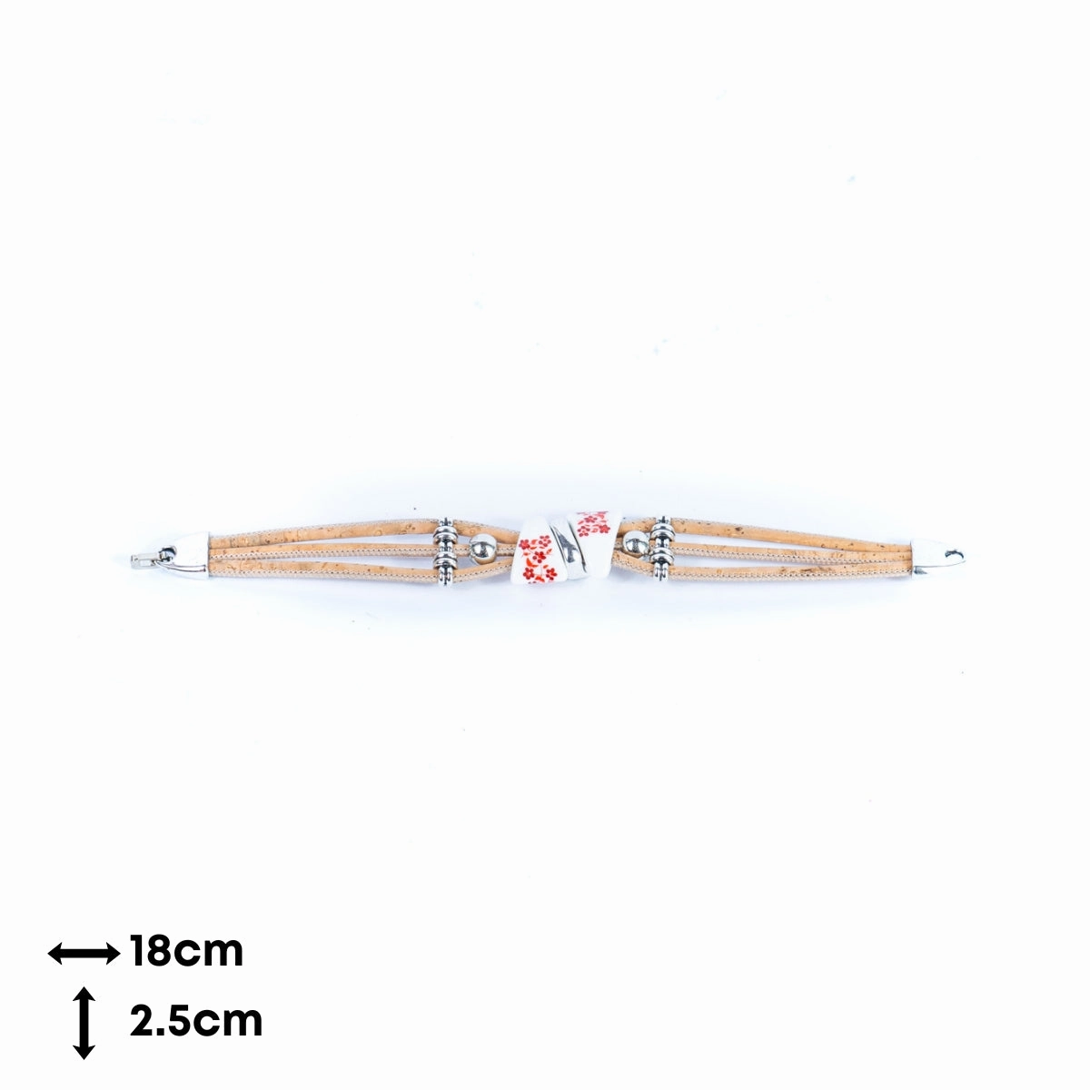 Natural cork cord and ceramic beads handmade bracelet and earring sets SET-084-MIX-5