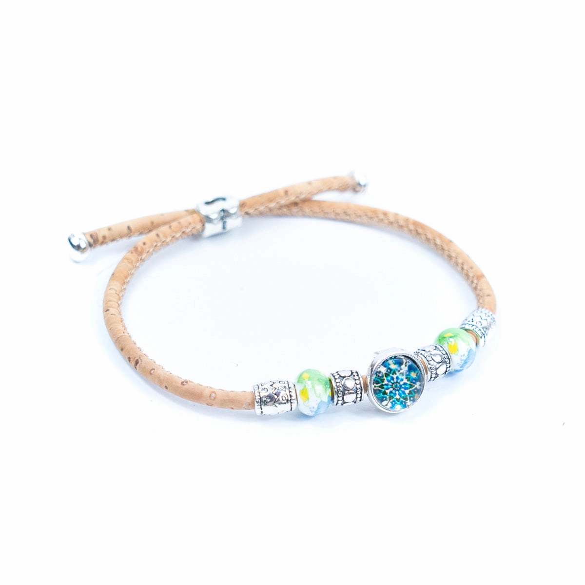 Natural cork cord and ceramic beads handmade women's fashion bracelet BR-456-MIX-5