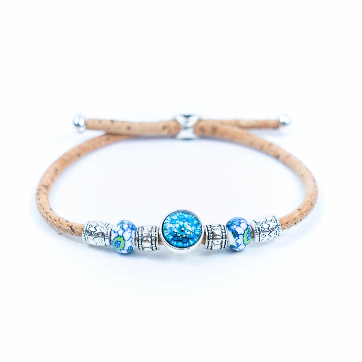 Natural cork cord and ceramic beads handmade women's fashion bracelet BR-456-MIX-5