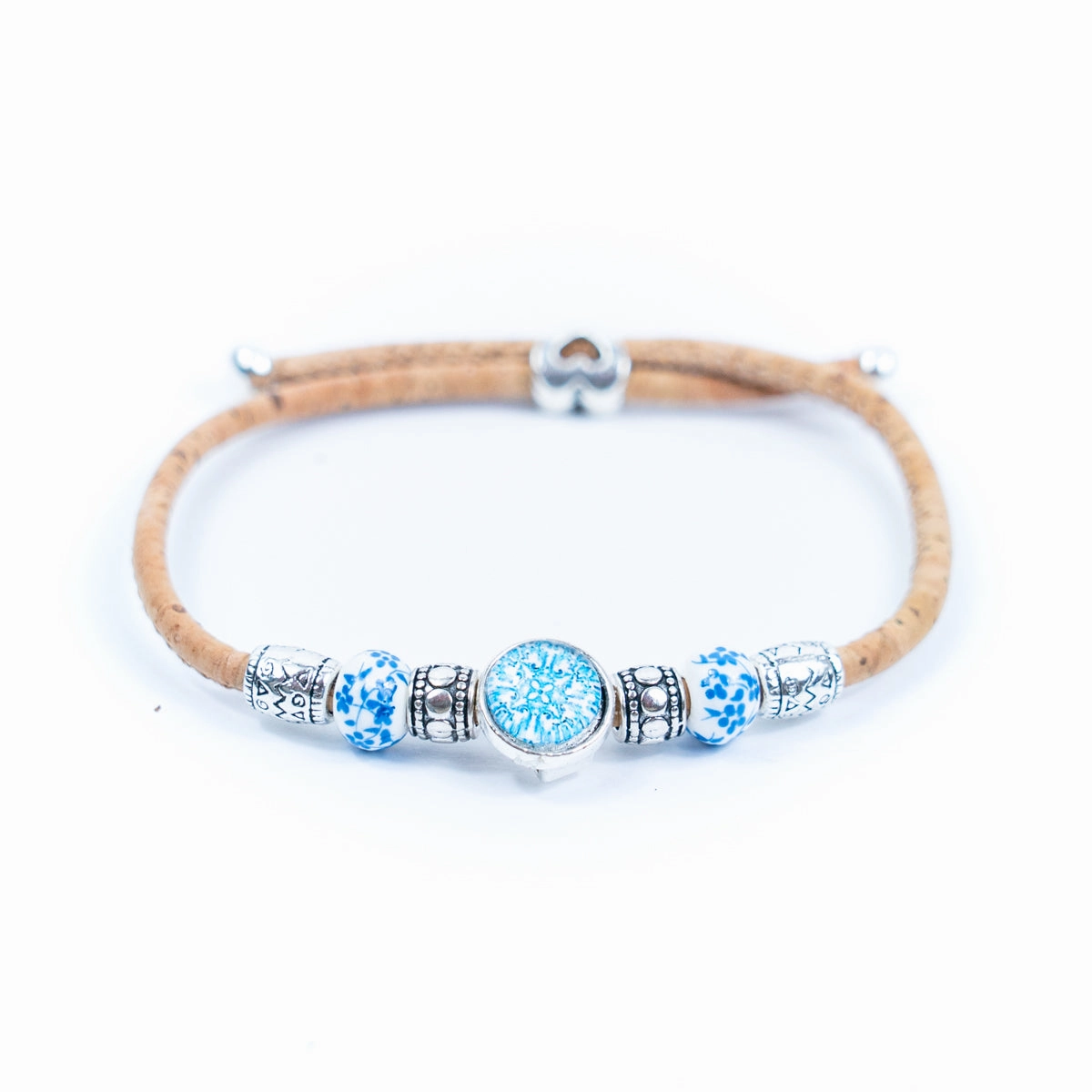 Natural cork cord and ceramic beads handmade women's fashion bracelet BR-456-MIX-5