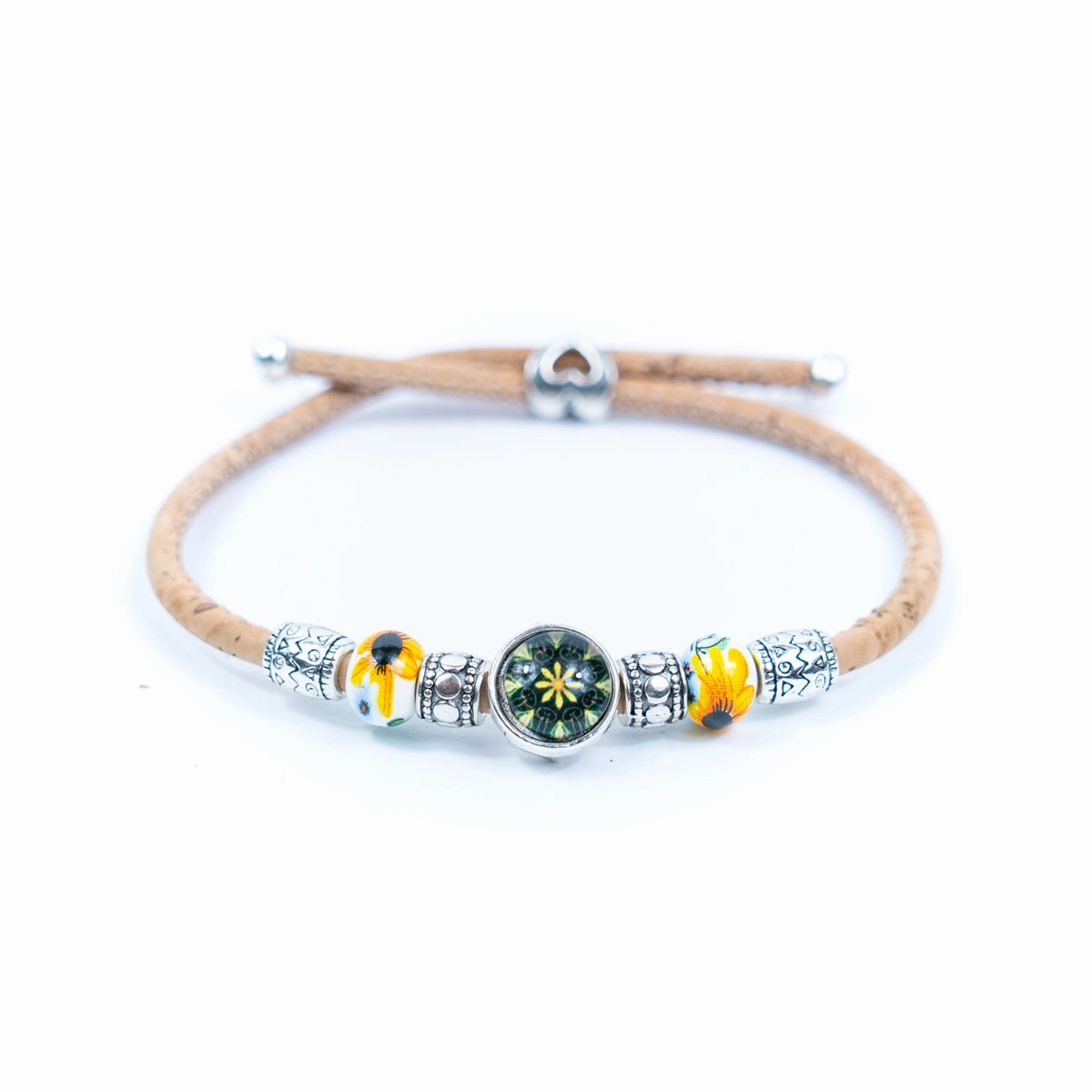 Natural cork cord and ceramic beads handmade women's fashion bracelet BR-456-MIX-5