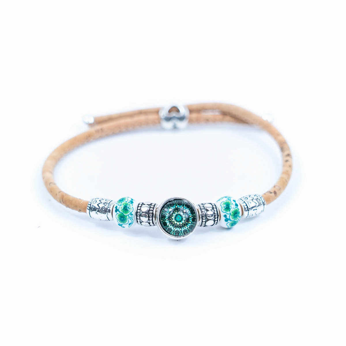 Natural cork cord and ceramic beads handmade women's fashion bracelet BR-456-MIX-5