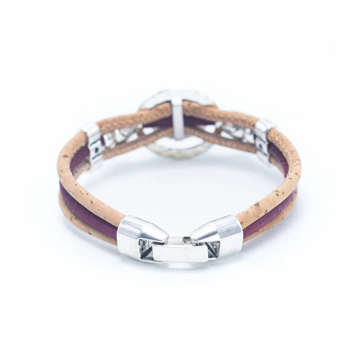 Natural Cork Cord And Round Peace Symbol Handcrafted Bracelet BR-508-MIX-5