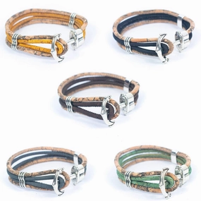 Natural Cork Cord and Spear Accessories Handmade unisex Bracelet BR-493-MIX-5