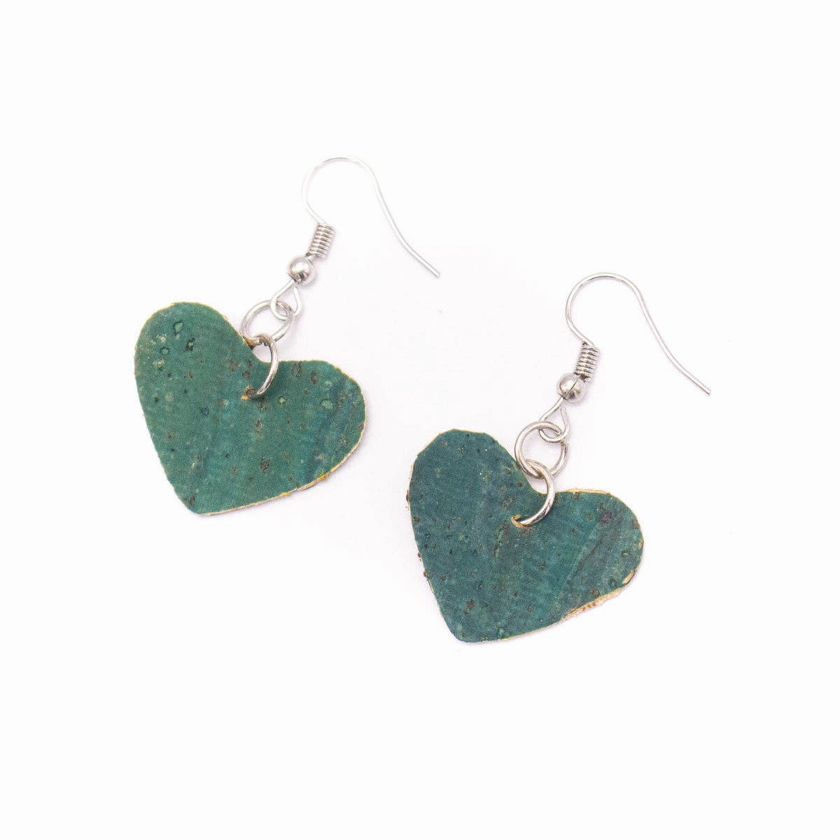 Natural cork fabric heart  Shapes for Earrings, Original handmade ladies earrings-ER-072-M