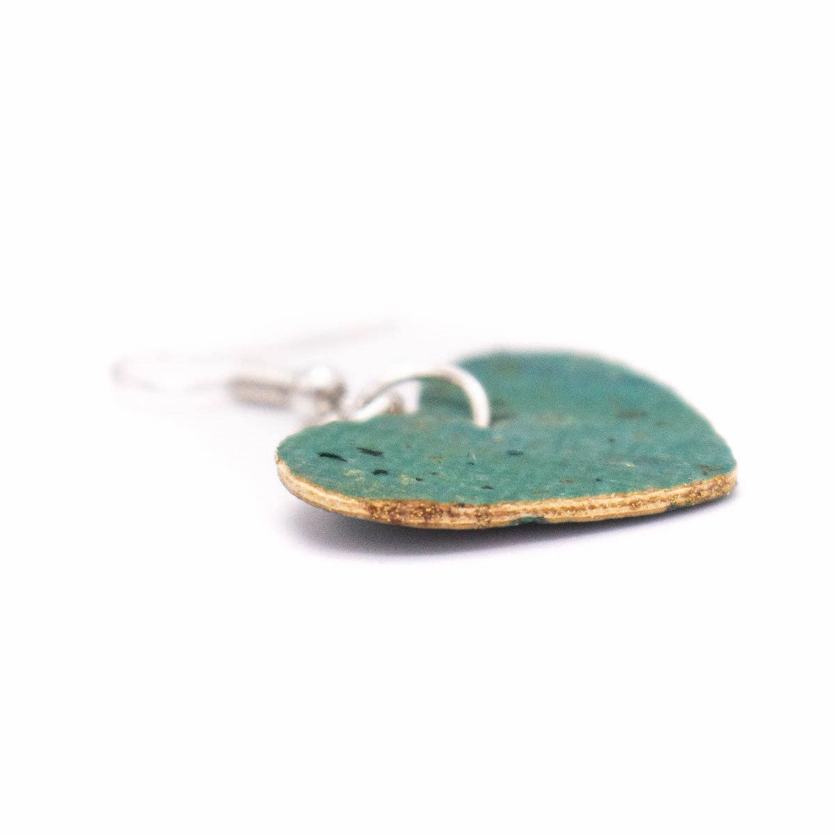 Natural cork fabric heart  Shapes for Earrings, Original handmade ladies earrings-ER-072-M