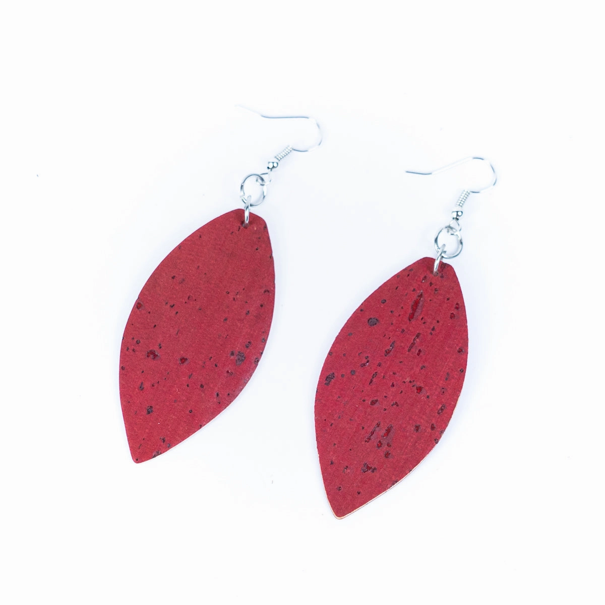 Natural cork fabric three colors handmade women's earrings -ER-194-MIX-3big