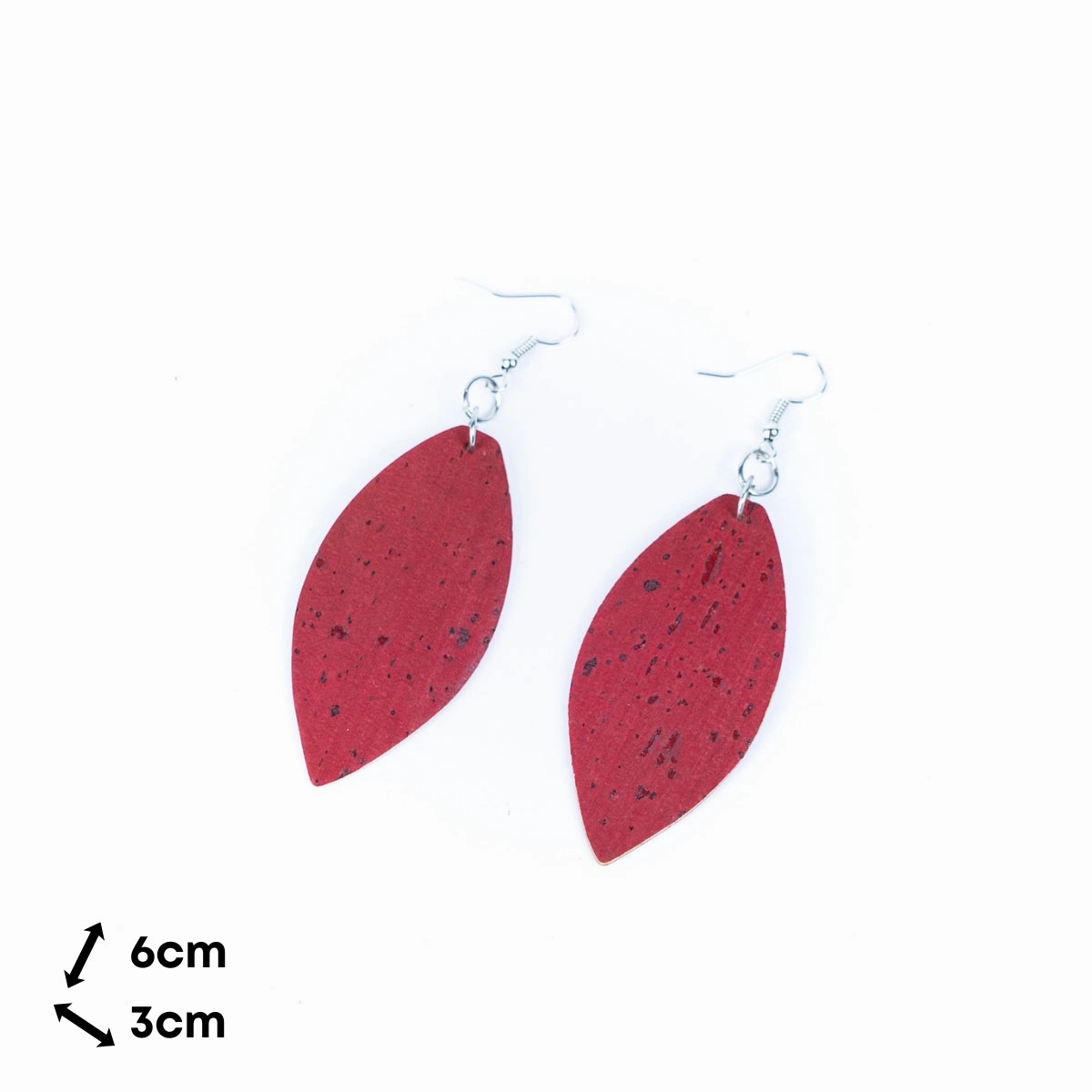 Natural cork fabric three colors handmade women's earrings -ER-194-MIX-3big