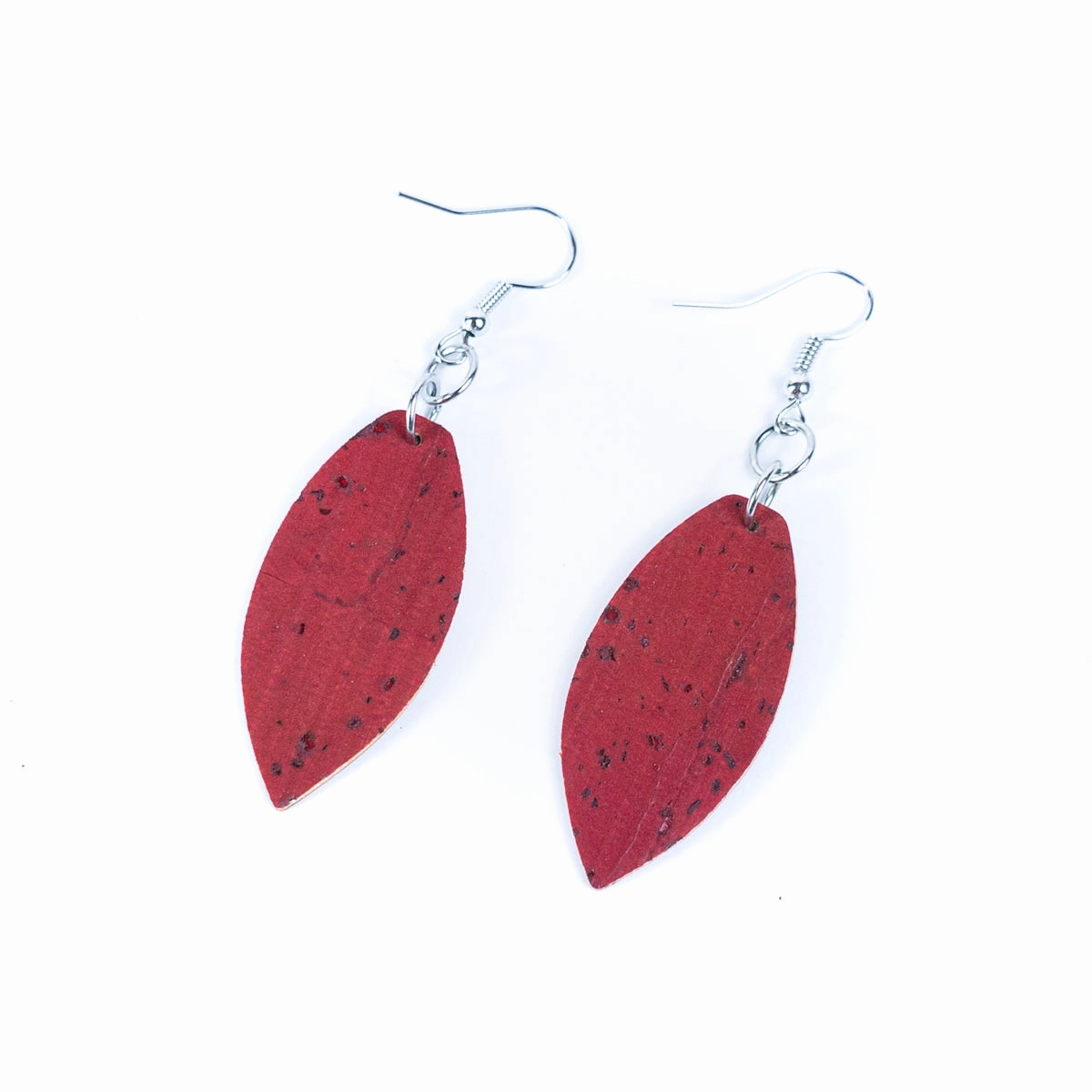 Natural cork fabric three colors handmade women's earrings -ER-195-MIX-3small