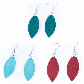 Natural cork fabric three colors handmade women's earrings -ER-195-MIX-3small
