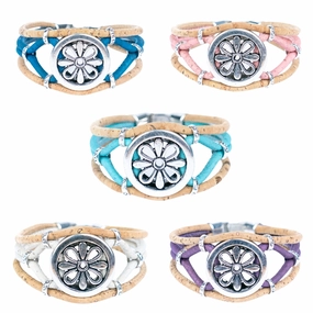 Natural cork flower pattern handmade bracelet  fashion ladies braceletBR-485-MIX-5new