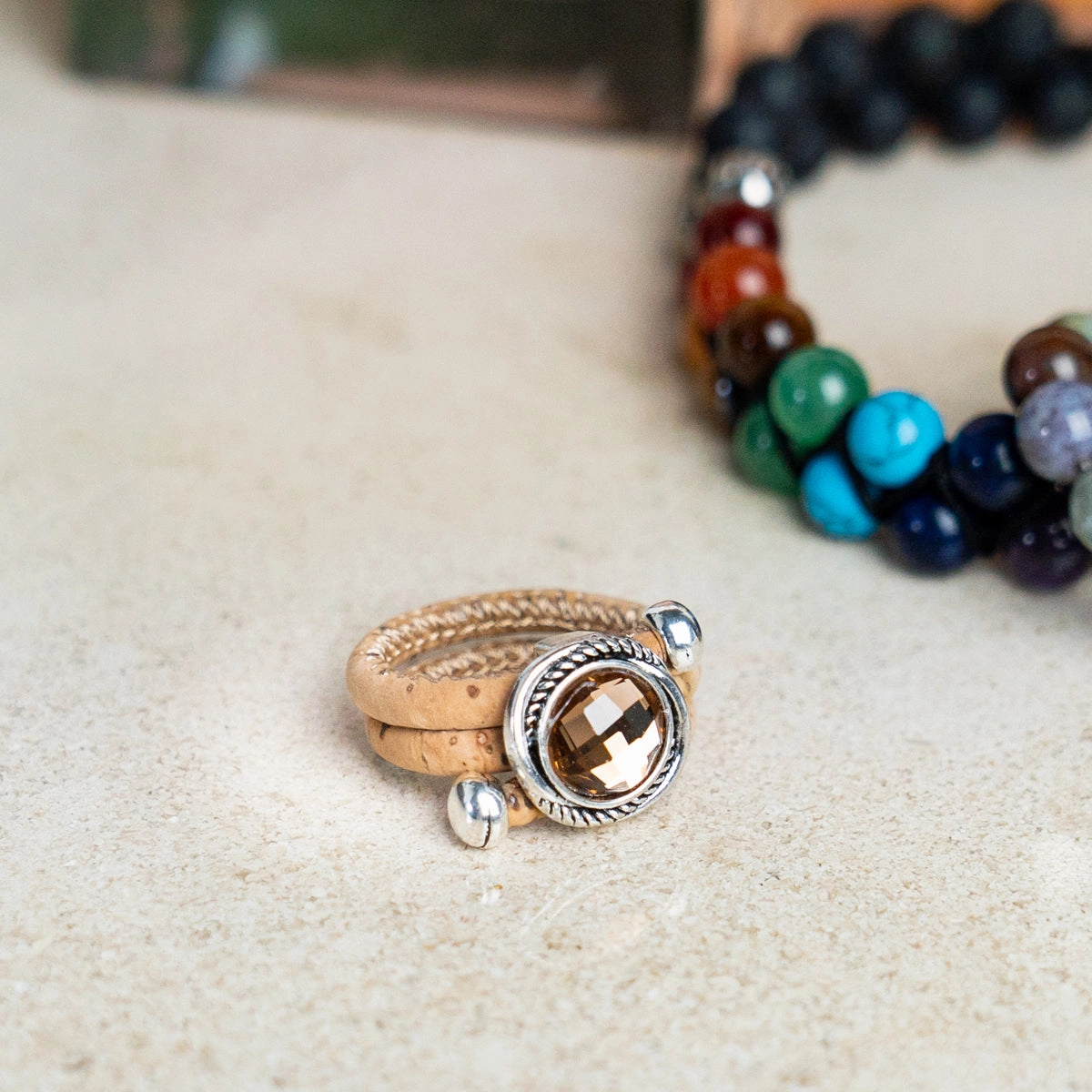 Natural cork handmade fashion ring for women RW-030-MIX-10