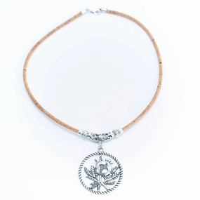 Natural Cork Handmade necklace colar women original wooden jewelry N-168-5
