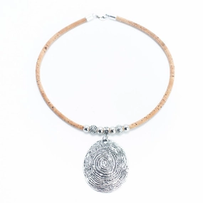 Natural Cork made  women necklace N-306-5