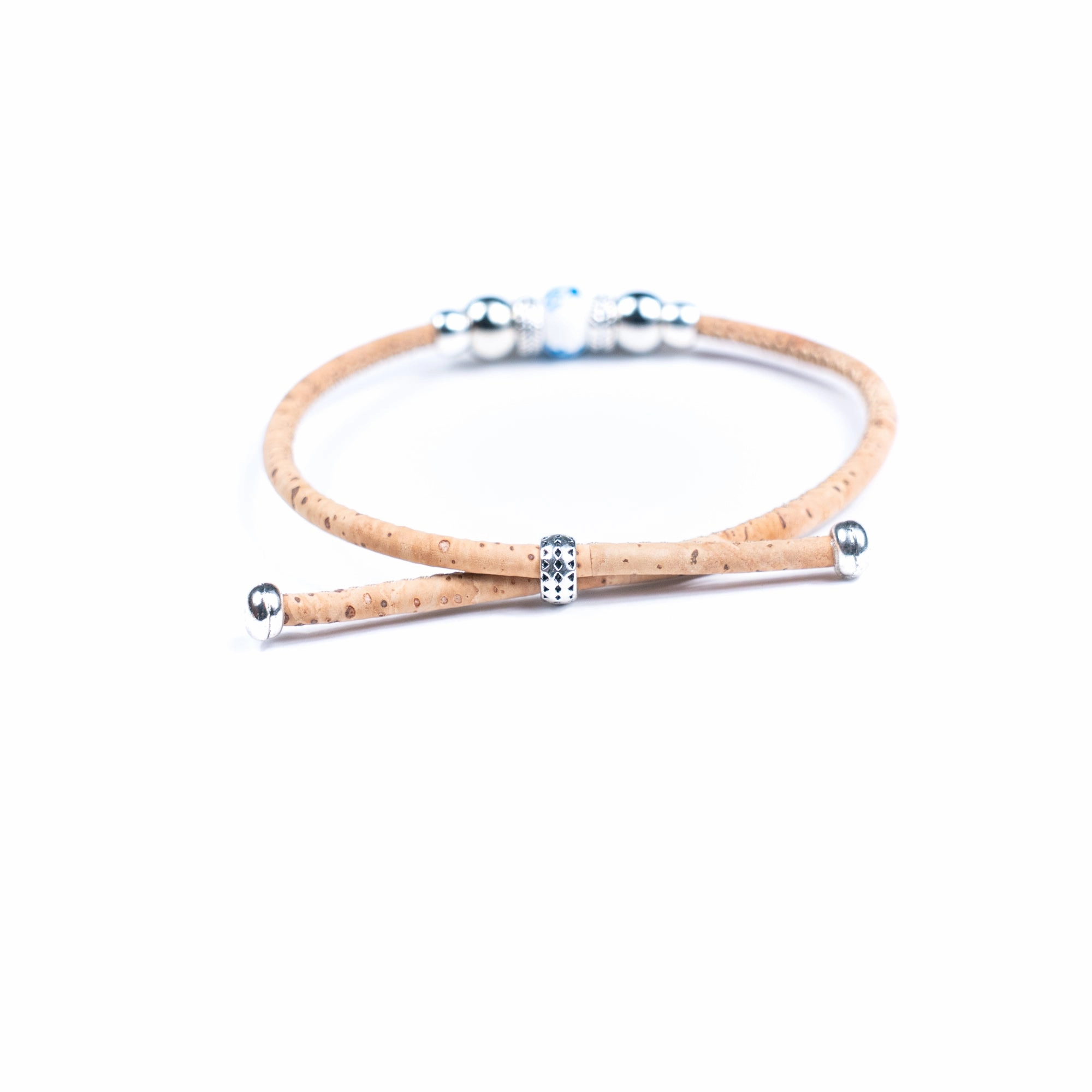 Natural cork thread and colorful ceramic beads handmade women's bracelet BR-502-MIX-10