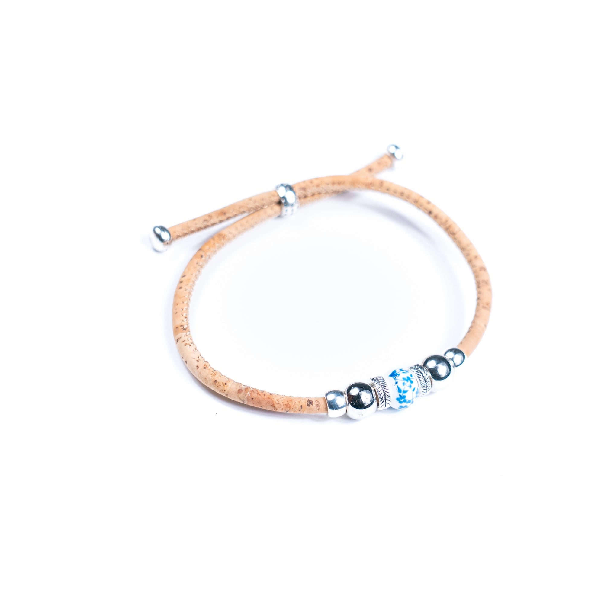 Natural cork thread and colorful ceramic beads handmade women's bracelet BR-502-MIX-10