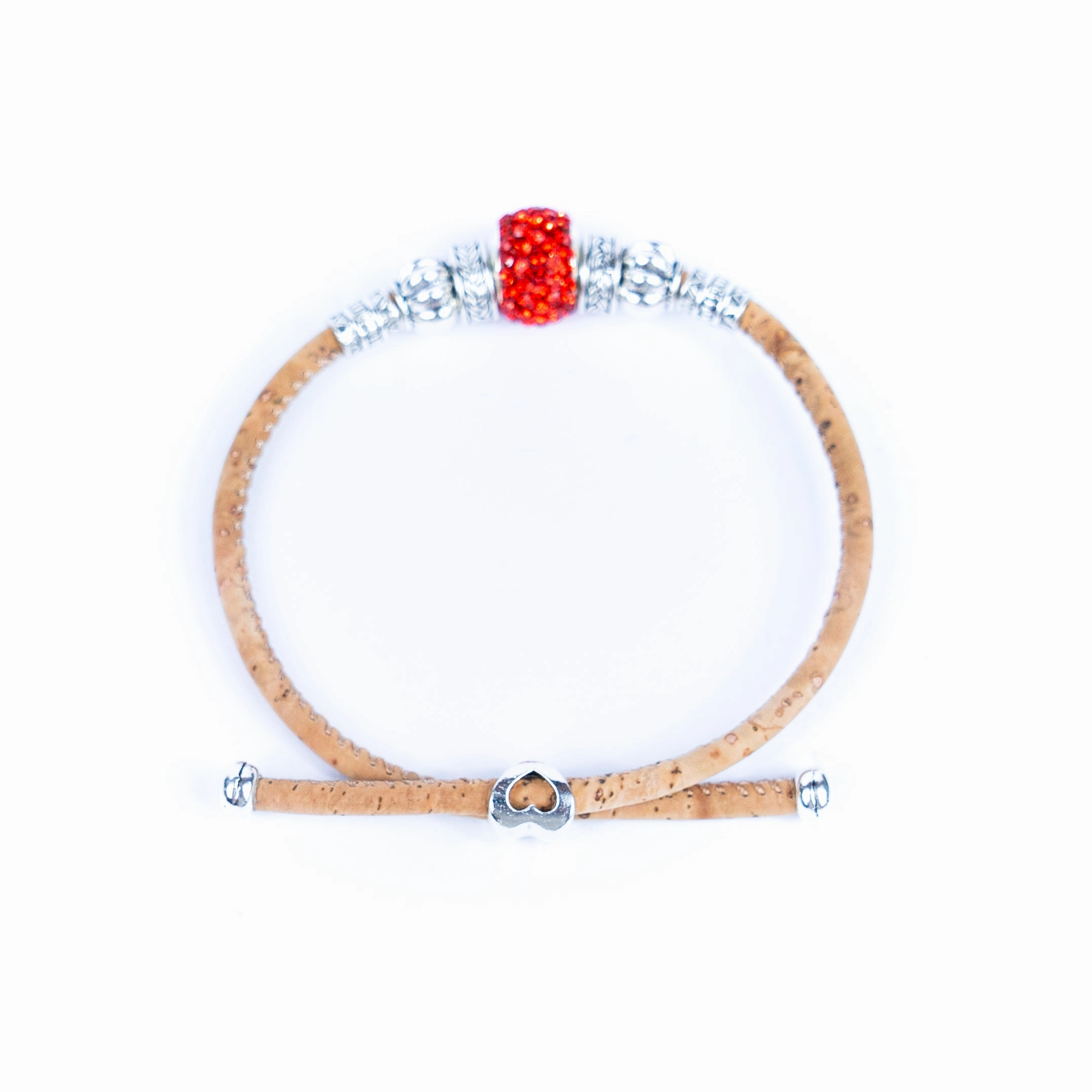 Natural cork thread and colorful shiny beads handmade women's bracelet BR-003-MIX-10