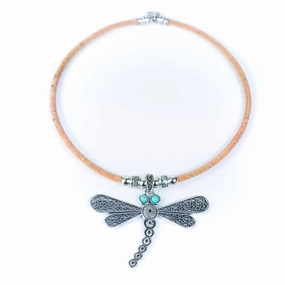 natural cork with dragonfly handmade  cork necklace N-189-5