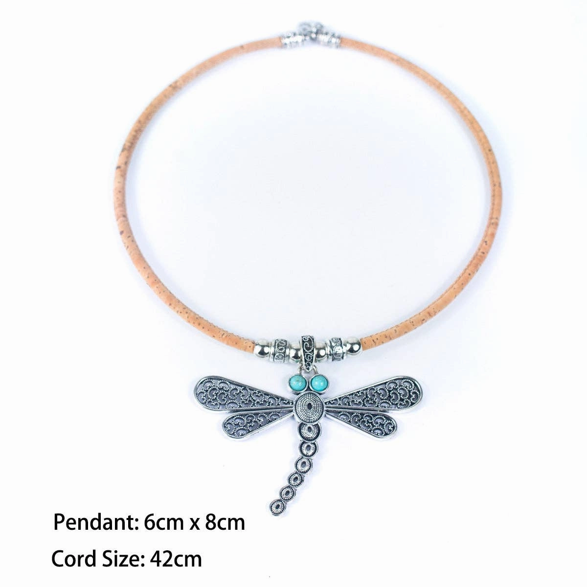 natural cork with dragonfly handmade  cork necklace N-189-5