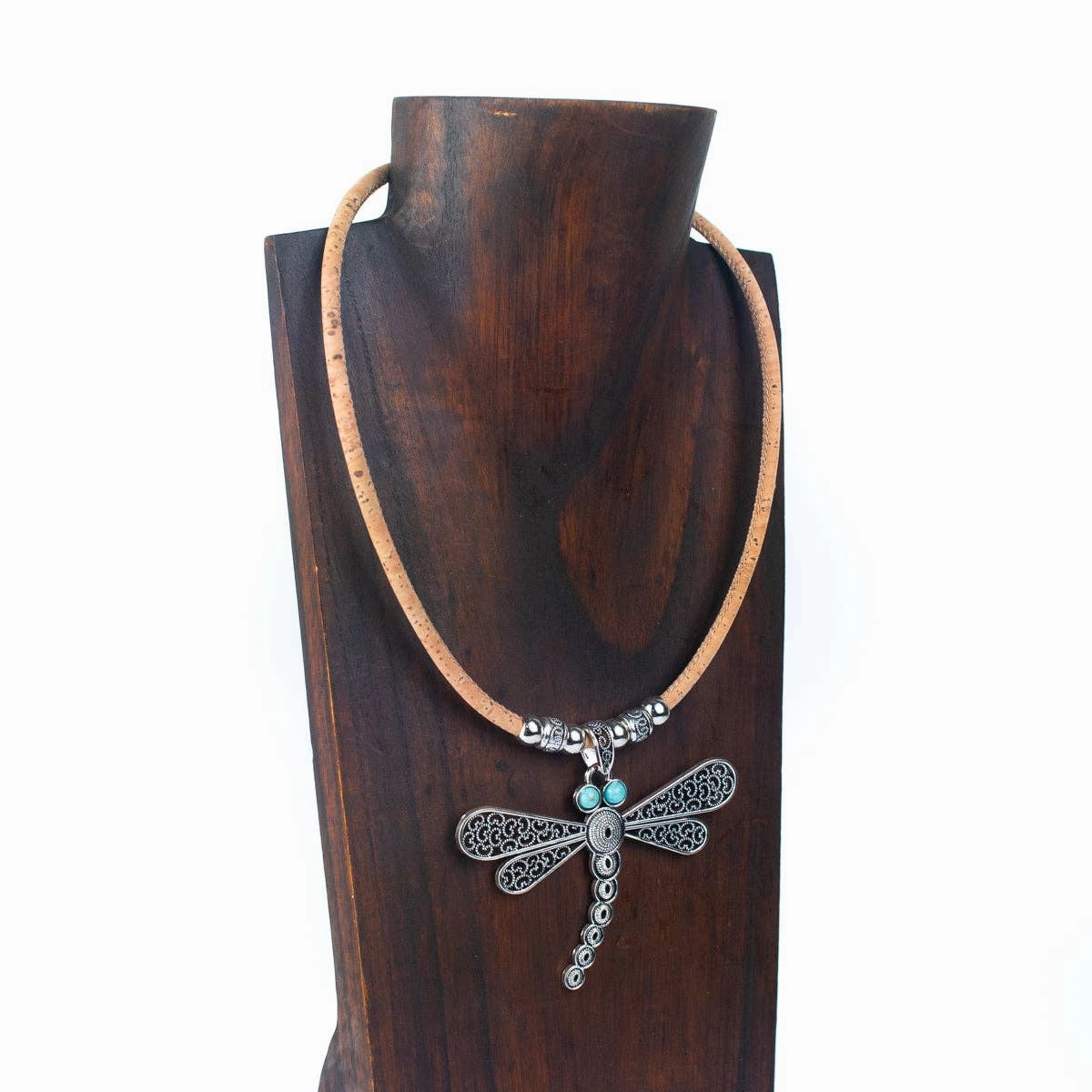 natural cork with dragonfly handmade  cork necklace N-189-5