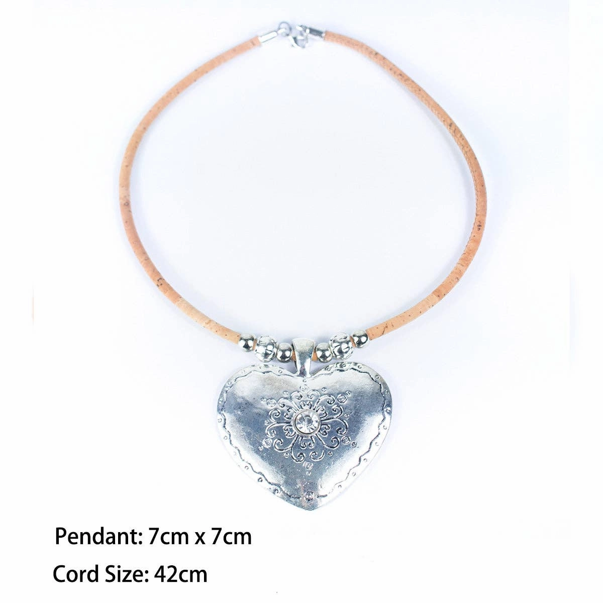 natural cork with heart handmade  cork necklace N-137-A-5