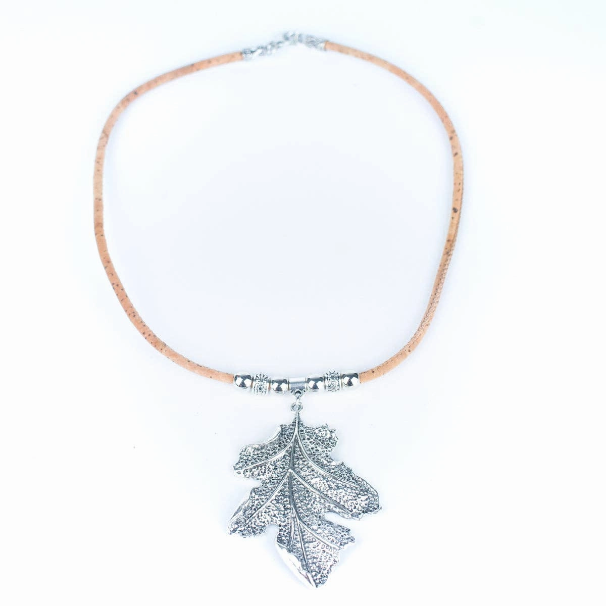 natural cork with Leaves handmade cork necklace N-324-5