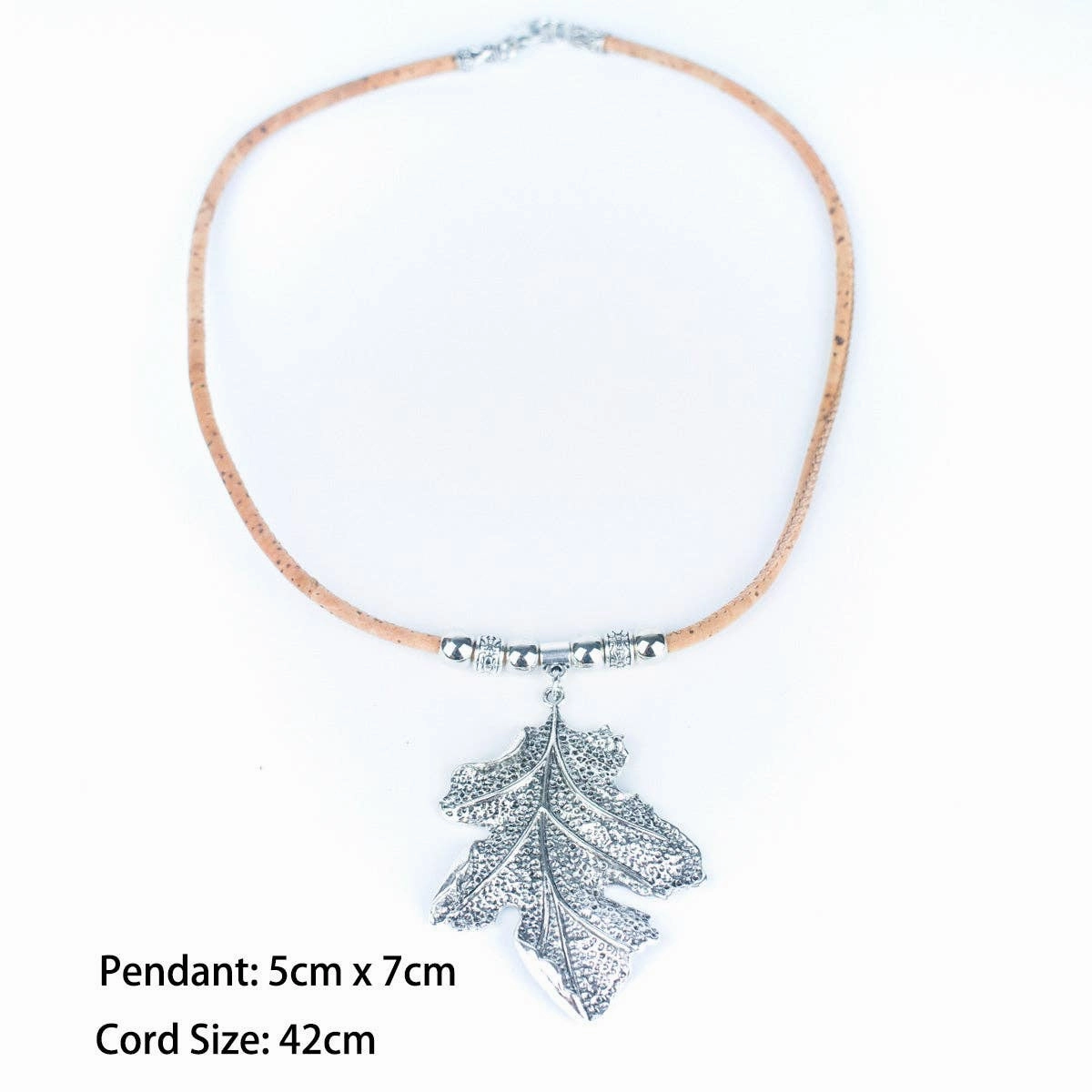 natural cork with Leaves handmade cork necklace N-324-5