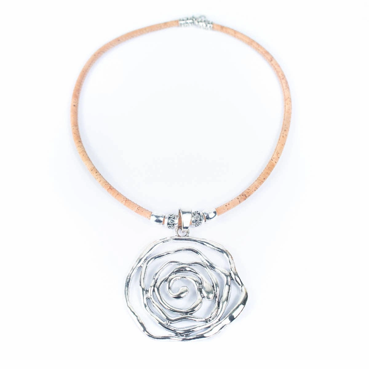 natural cork with roses handmade  cork necklace N-190-MIX-5