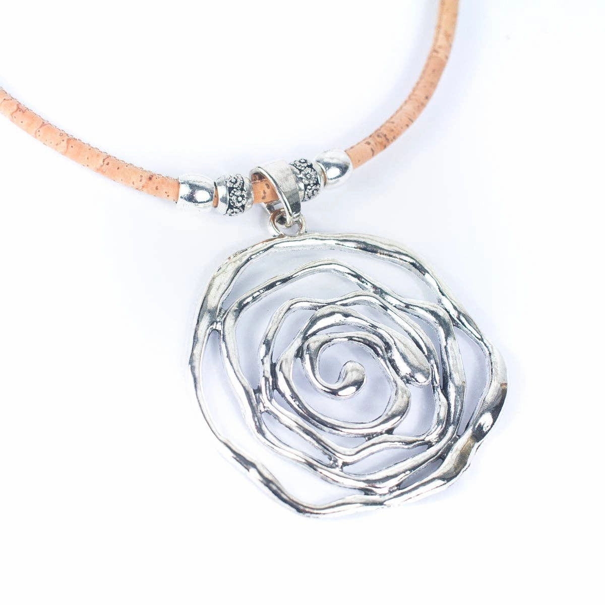 natural cork with roses handmade  cork necklace N-190-MIX-5