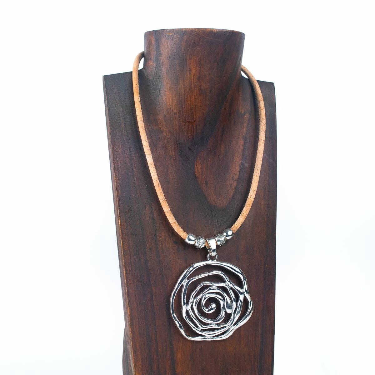 natural cork with roses handmade  cork necklace N-190-MIX-5