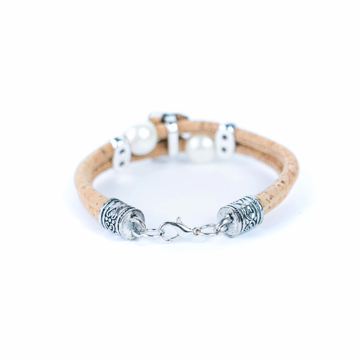 Natural cork with round beads handmade bracelet (adjustable jewelry) BR-484-5NEW)