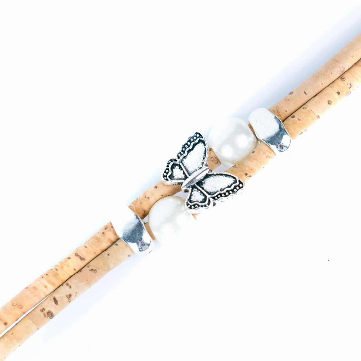 Natural cork with round beads handmade bracelet (adjustable jewelry) BR-484-5NEW)