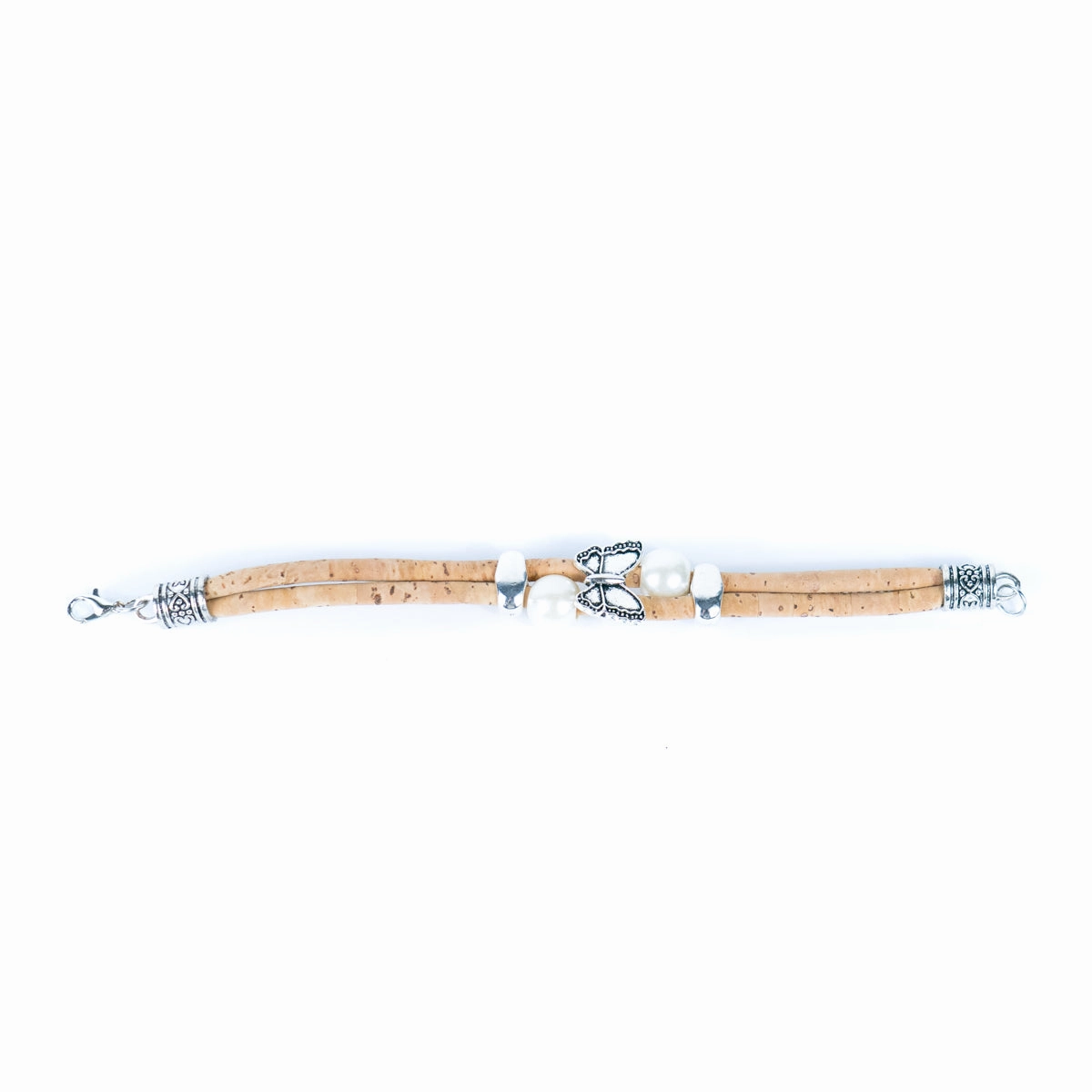 Natural cork with round beads handmade bracelet (adjustable jewelry) BR-484-5NEW)
