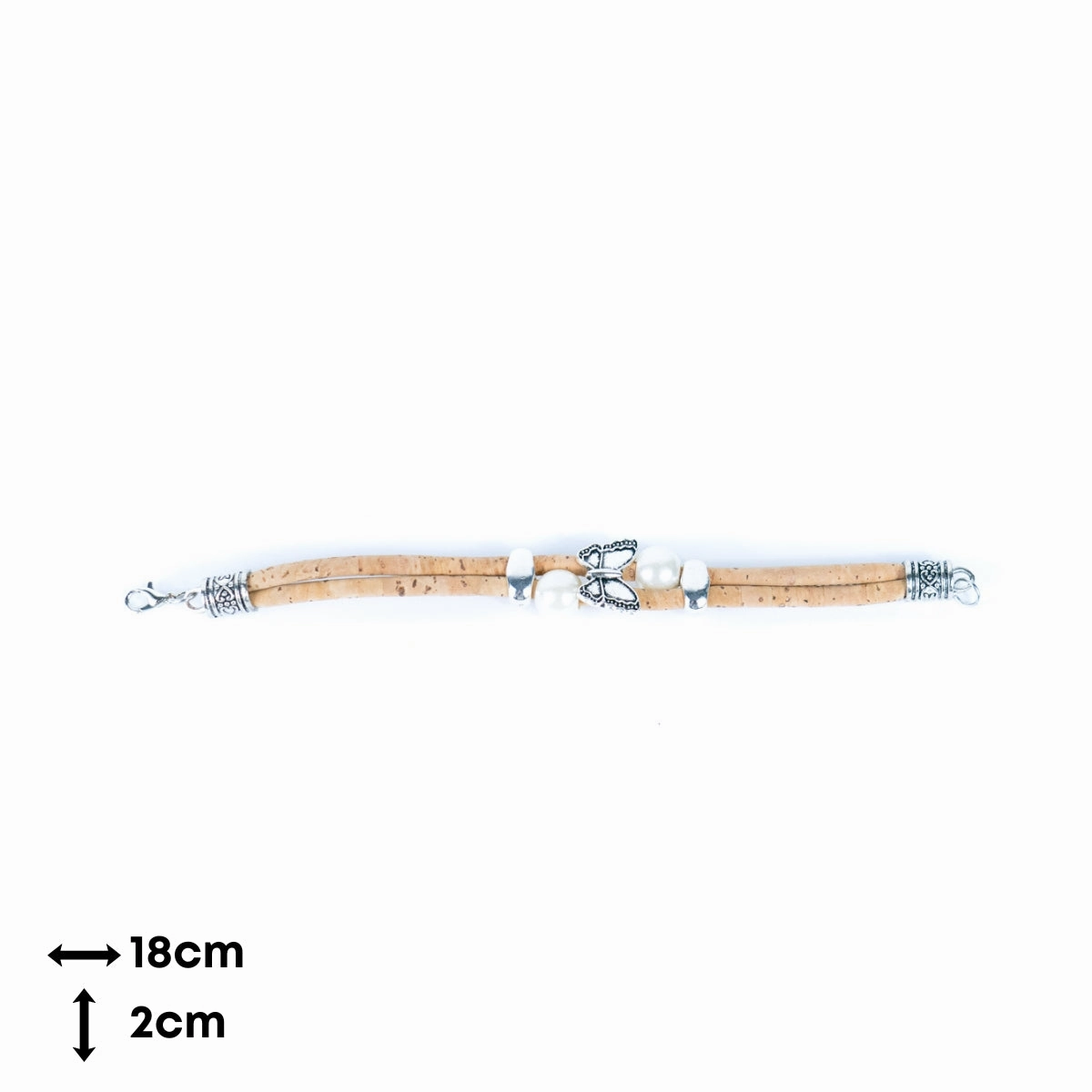 Natural cork with round beads handmade bracelet (adjustable jewelry) BR-484-5NEW)