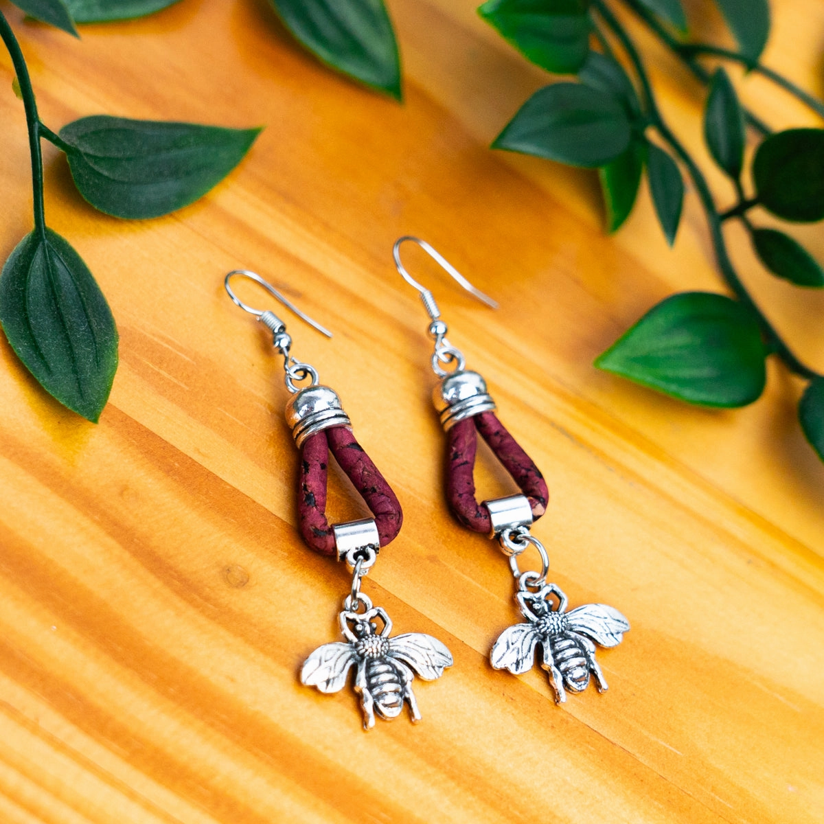 Natural Handmade Cork bee Earrings for Women-ER-154-MIX-5