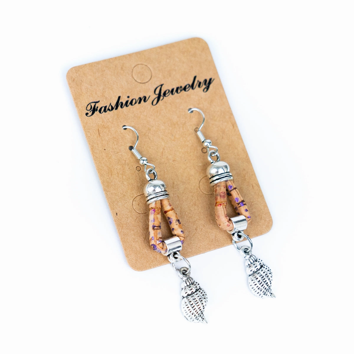 Natural Handmade Cork Conch Earrings for Women-ER-153-MIX-5