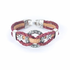 Natural red woven cork thread handmade bracelet  BR-007-5