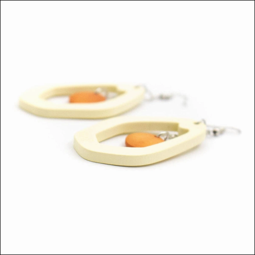 Natural wood, Polygonal Drop Earrings Original handmade ladies earrings-ER-087