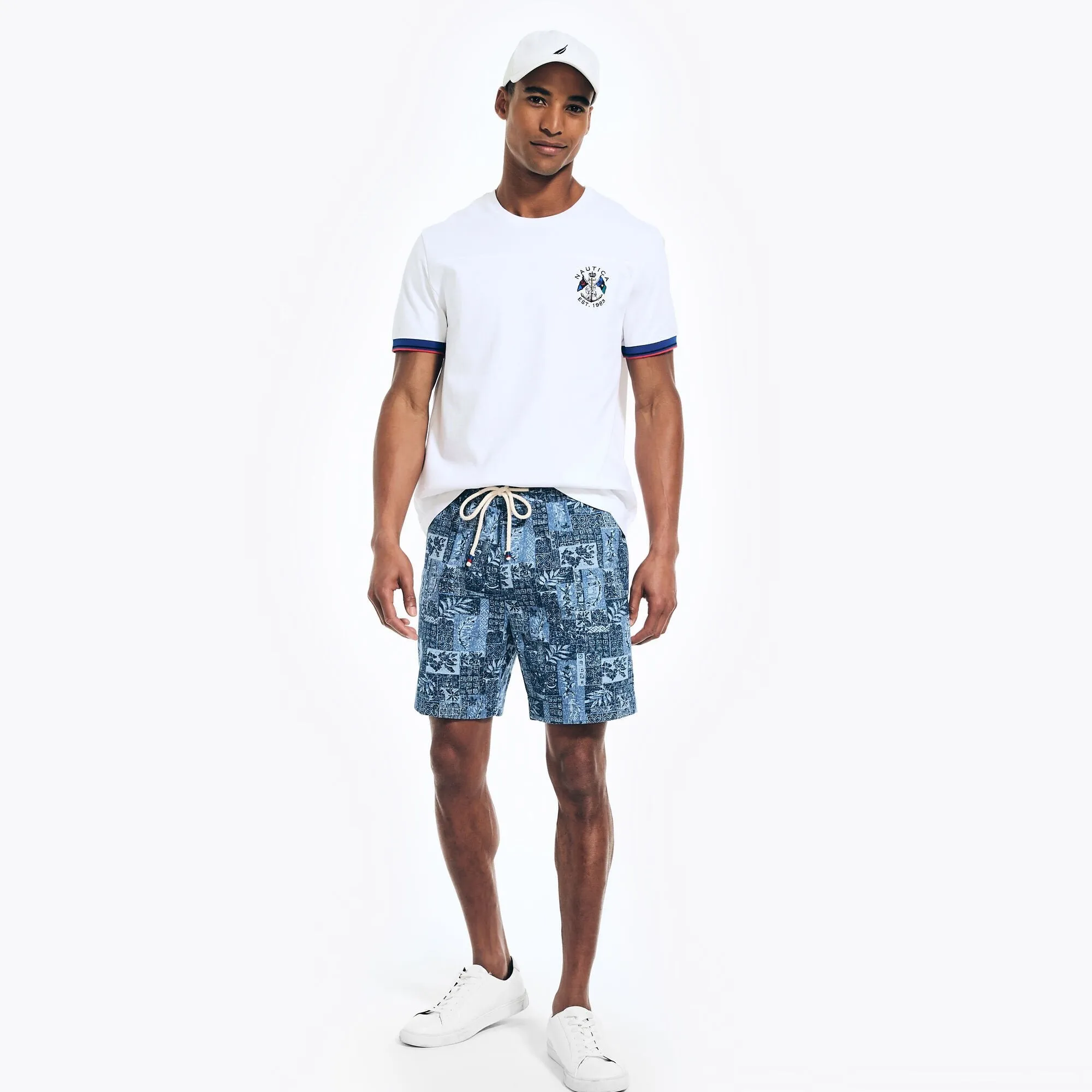 Nautica Men's 7" Pull-On Printed Boardwalk Short Star Sapphire Nautica