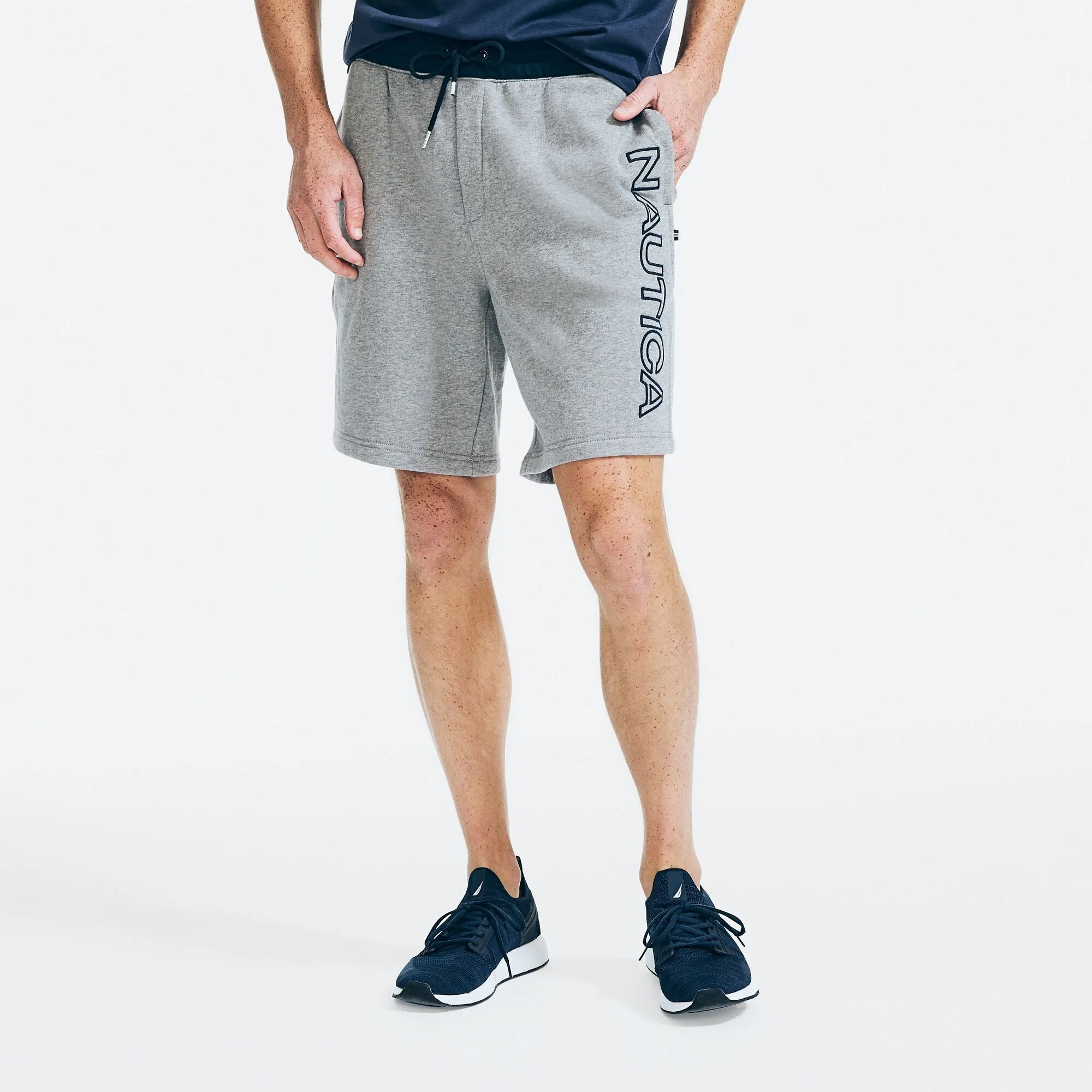 Nautica Men's 9" Logo Fleece Short Stone Grey Heather Nautica