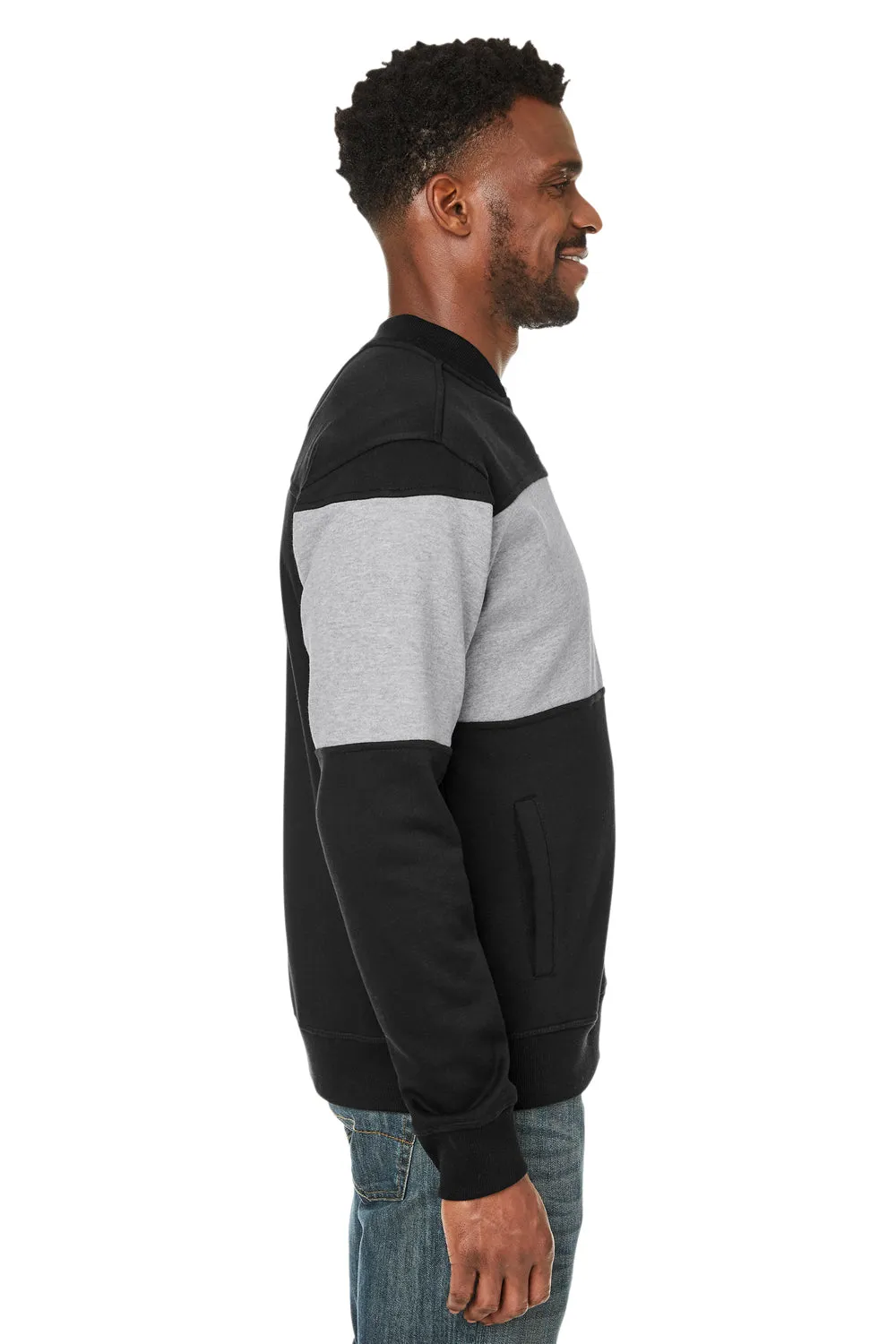 Nautica Mens Anchor Bomber Full Zip Fleece Jacket - Black/Heather Oxford Grey  BEST on sale Clothing Nautica