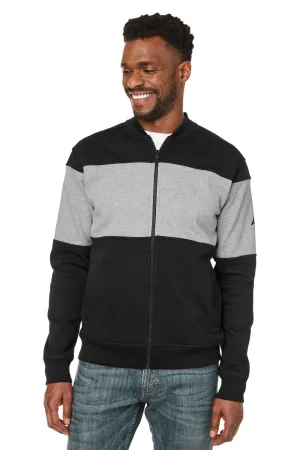 Nautica Mens Anchor Bomber Full Zip Fleece Jacket - Black/Heather Oxford Grey  BEST on sale Clothing Nautica