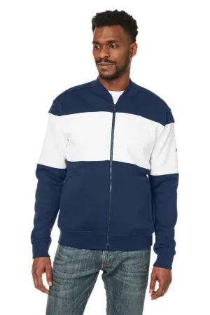 Nautica Mens Anchor Bomber Full Zip Fleece Jacket - Navy Blue/White  BEST on sale Clothing Nautica